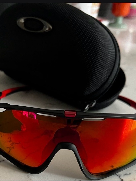 Red Mirrored Sport Sunglasses With Hard Case